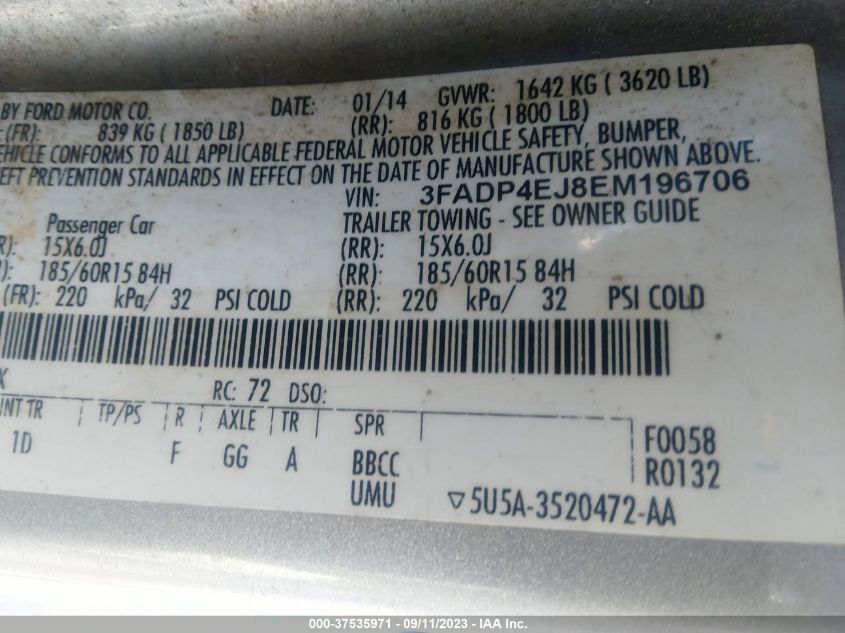 2014 FORD FIESTA SE - 3FADP4EJ8EM196706