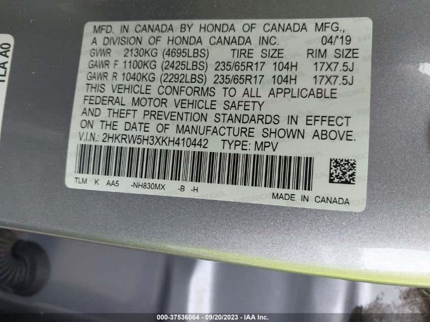 2019 HONDA CR-V LX - 2HKRW5H3XKH410442