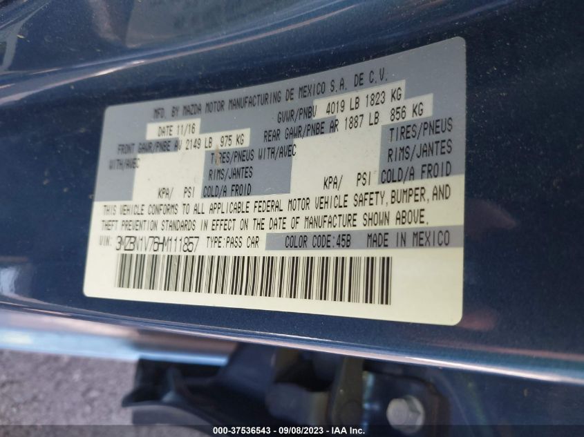 2017 MAZDA MAZDA3 4-DOOR TOURING - 3MZBN1V76HM111857