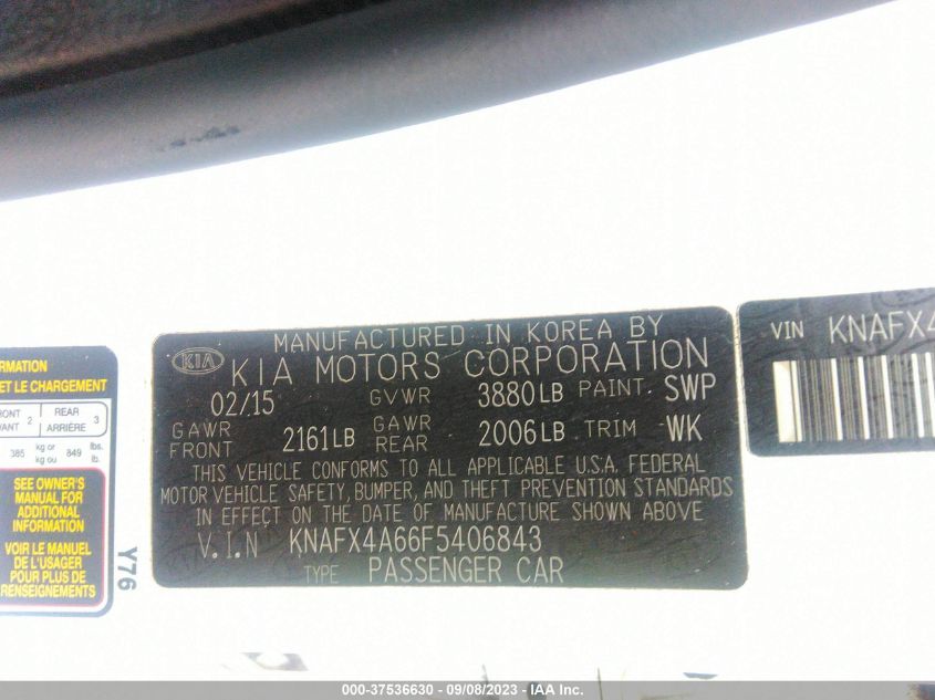 2015 KIA FORTE LX - KNAFX4A66F5406843