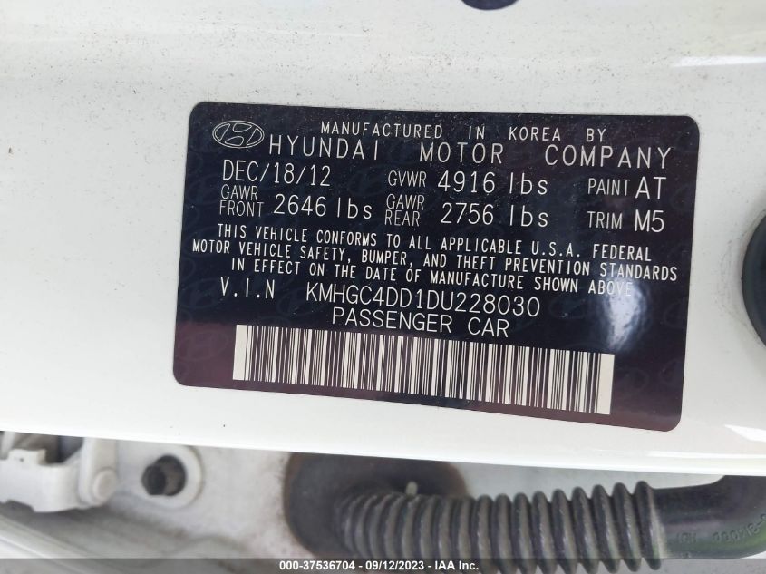 2013 HYUNDAI GENESIS 3.8L - KMHGC4DD1DU228030