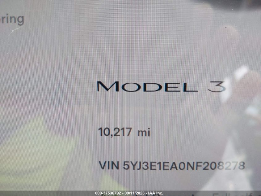 2022 TESLA MODEL 3 - 5YJ3E1EA0NF208278