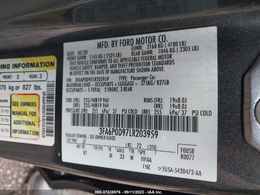 3FA6P0D97LR203959 Ford Fusion TITANIUM 9