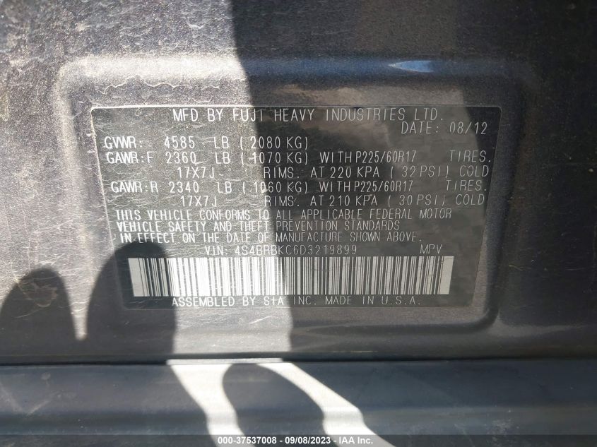 2013 SUBARU OUTBACK 2.5I LIMITED - 4S4BRBKC6D3219899