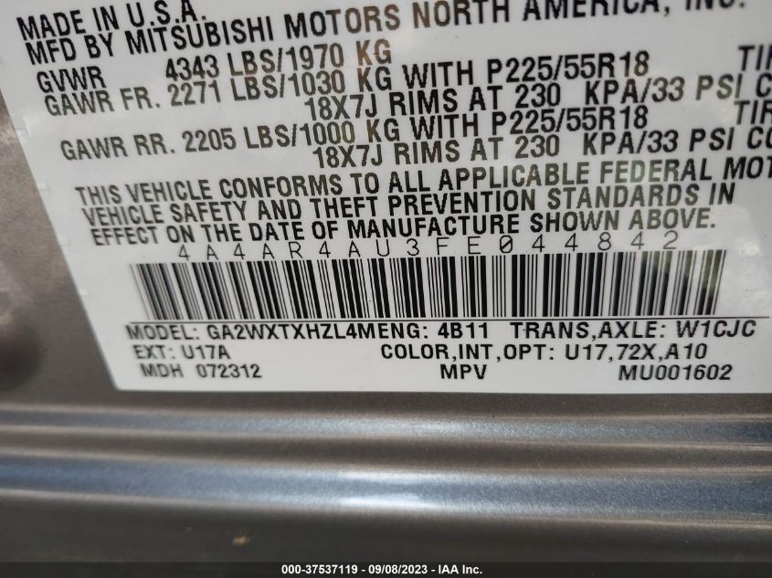 2015 MITSUBISHI OUTLANDER SPORT SE - 4A4AR4AU3FE044842