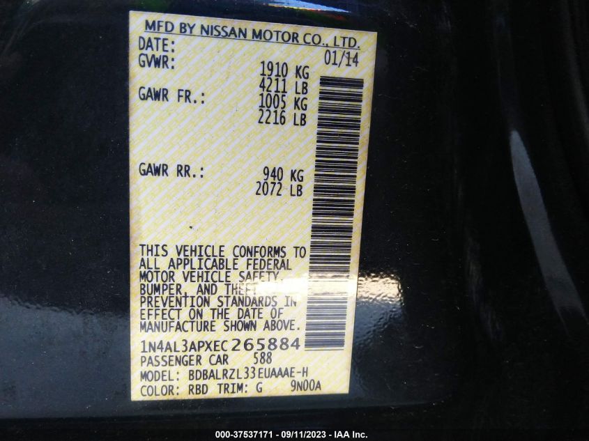 2014 NISSAN ALTIMA 2.5 S - 1N4AL3APXEC265884