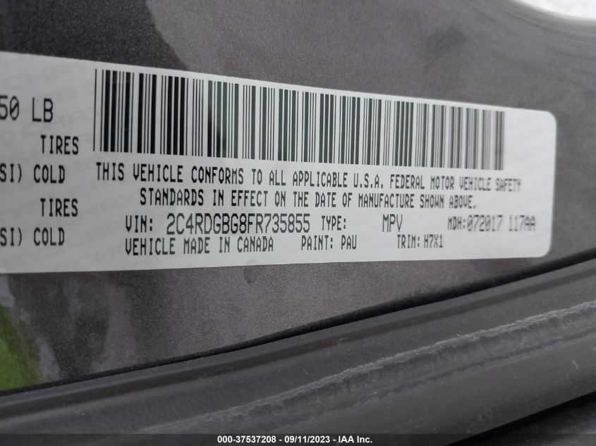 2015 DODGE GRAND CARAVAN AMERICAN VALUE PKG - 2C4RDGBG8FR735855