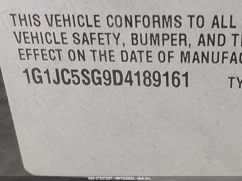 2013 CHEVROLET SONIC LT - 1G1JC5SG9D4189161