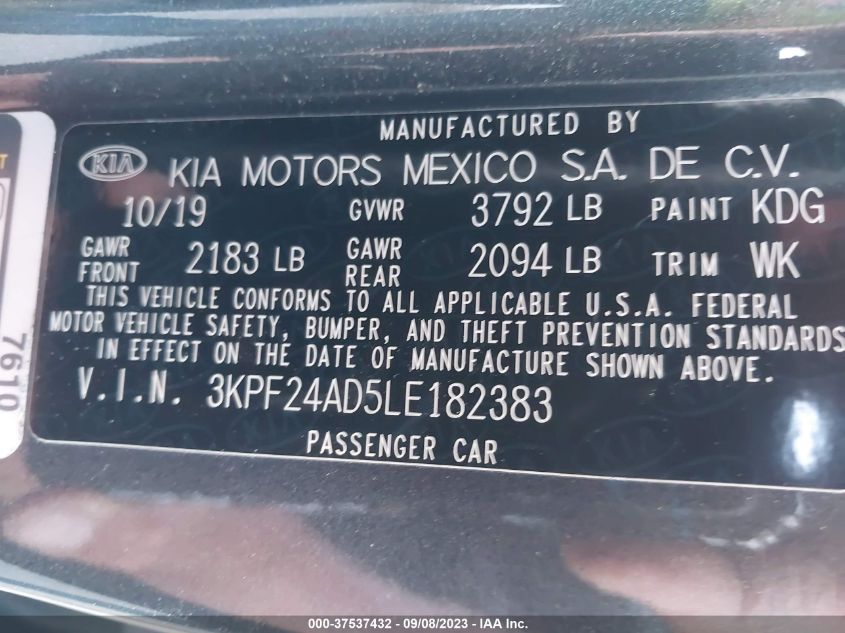 2020 KIA FORTE FE/LXS - 3KPF24AD5LE182383