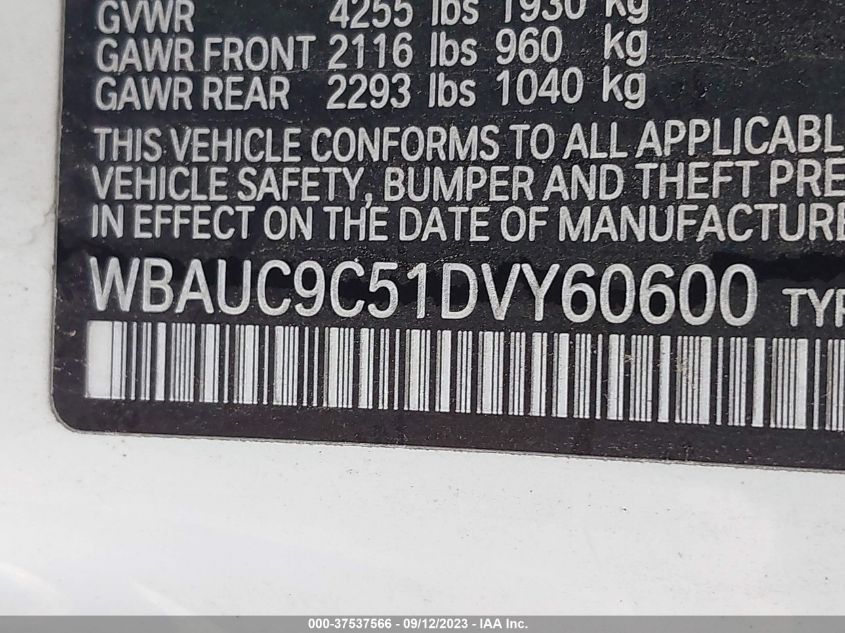 2013 BMW 1 SERIES 135I/135IS WBAUC9C51DVY60600