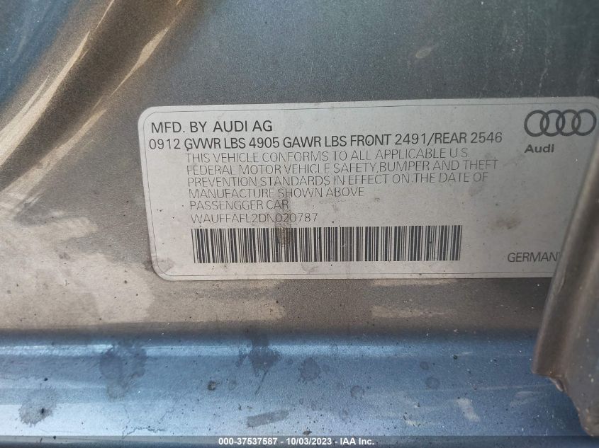 2013 AUDI A4 PREMIUM PLUS - WAUFFAFL2DN020787