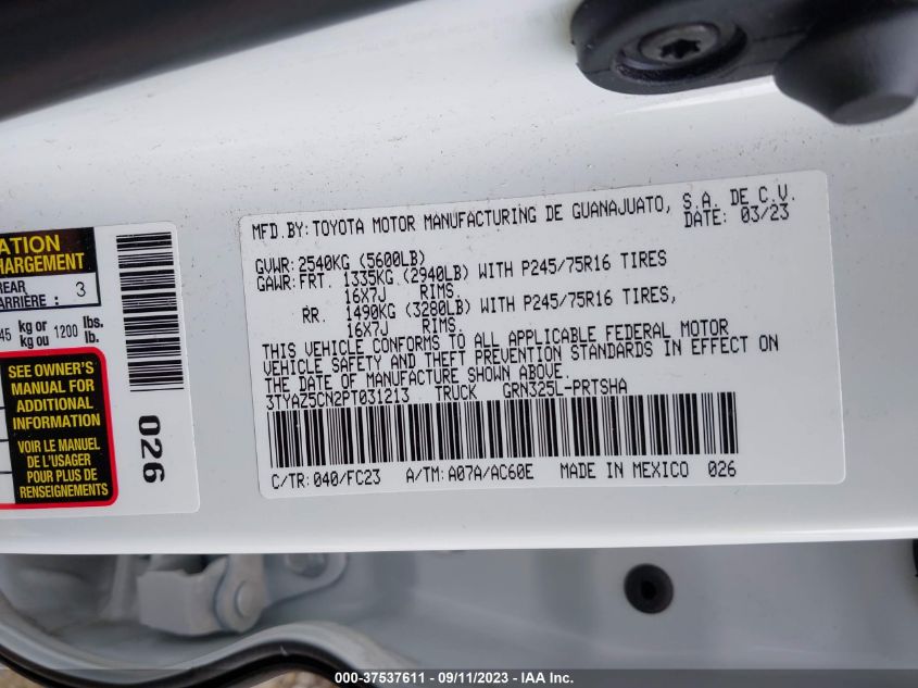 2023 TOYOTA TACOMA 2WD SR5/TRD SPORT 3TYAZ5CN2PT031213
