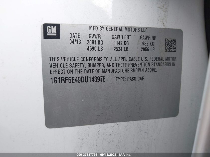 2013 CHEVROLET VOLT - 1G1RF6E49DU143976