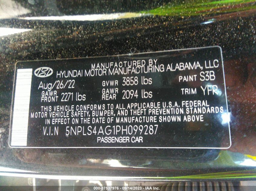 5NPLS4AG1PH099287 Hyundai Elantra SEL 9