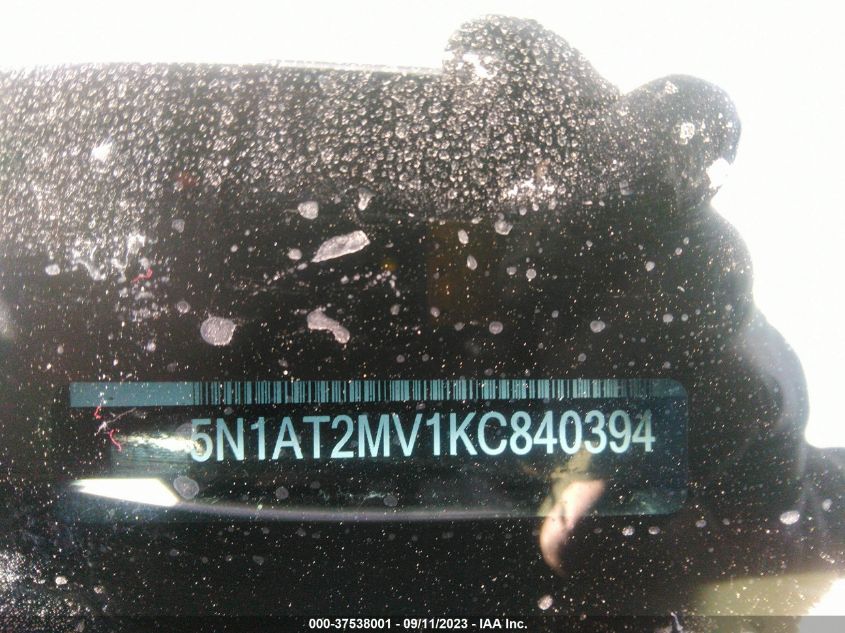 VIN 5N1AT2MV1KC840394 2019 NISSAN ROGUE S/SL/SV
