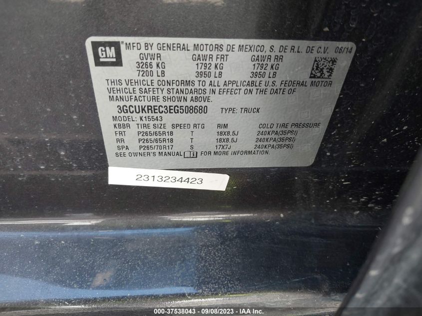 2014 CHEVROLET SILVERADO 1500 LT - 3GCUKREC3EG508680