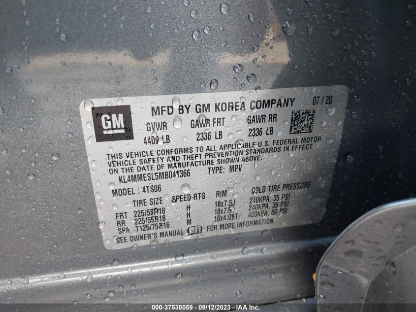 VIN KL4MMESL5MB041366 2021 BUICK ENCORE GX SELECT