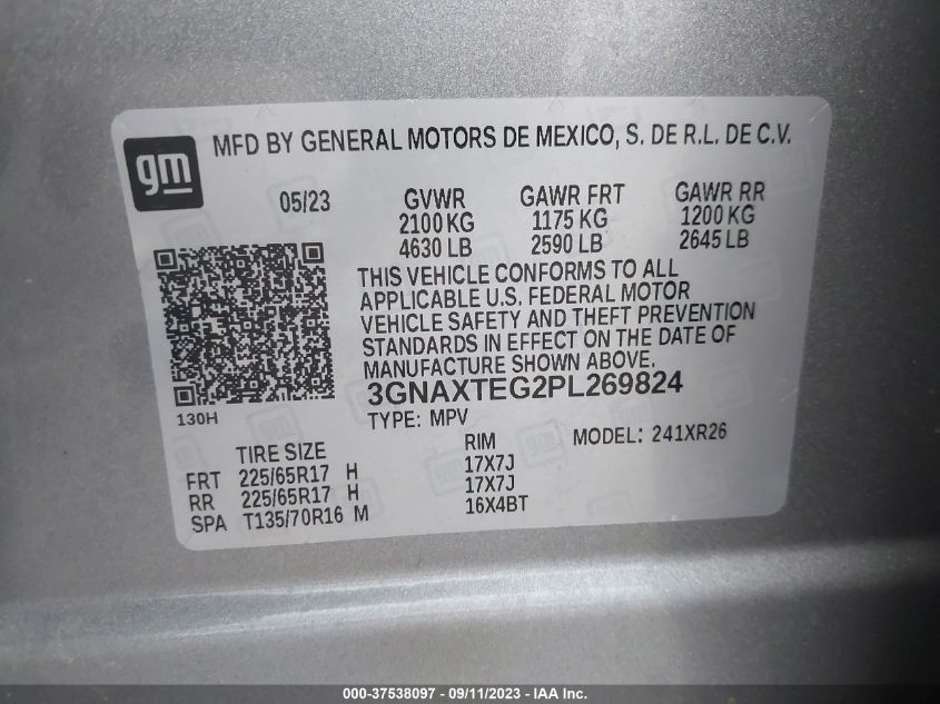 2023 CHEVROLET EQUINOX LT - 3GNAXTEG2PL269824
