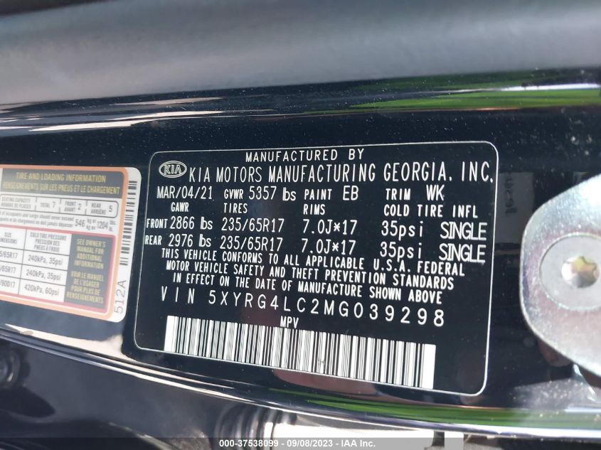 2021 KIA SORENTO LX - 5XYRG4LC2MG039298