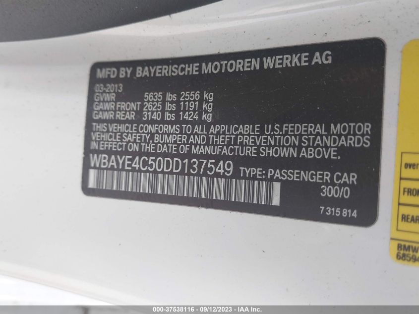 2013 BMW 7 SERIES 740LI - WBAYE4C50DD137549
