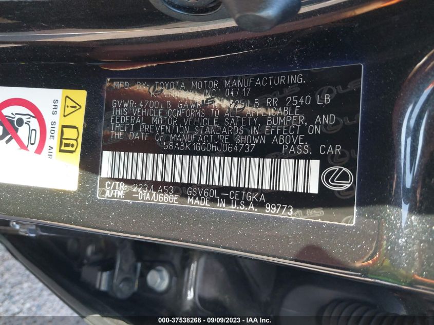 2017 LEXUS ES ES 350 - 58ABK1GG0HU064737