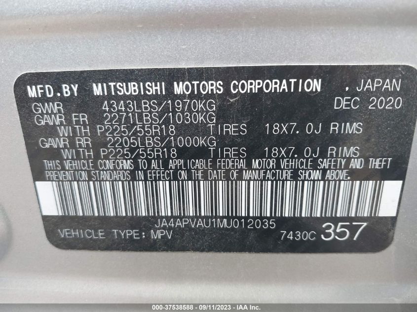 2021 MITSUBISHI OUTLANDER SPORT SE - JA4APVAU1MU012035