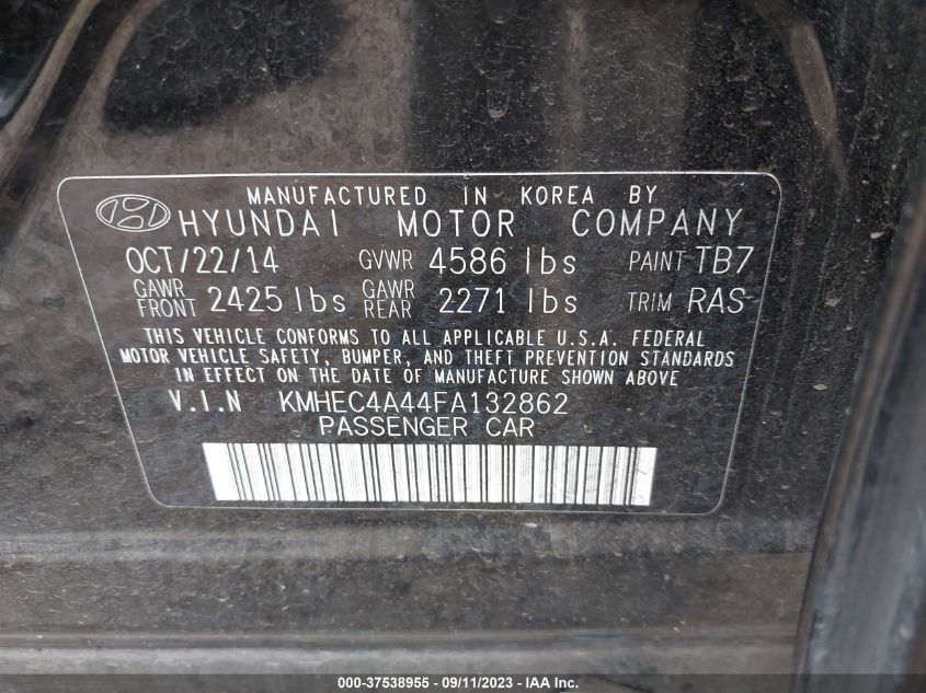 2015 HYUNDAI SONATA HYBRID LIMITED - KMHEC4A44FA132862