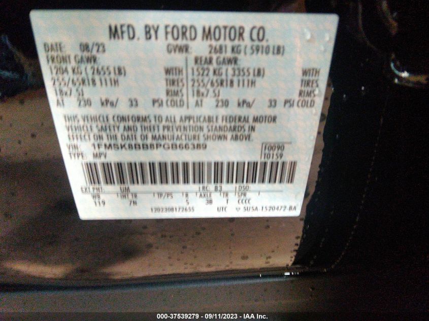2023 FORD EXPLORER BASE - 1FMSK8BB8PGB66389