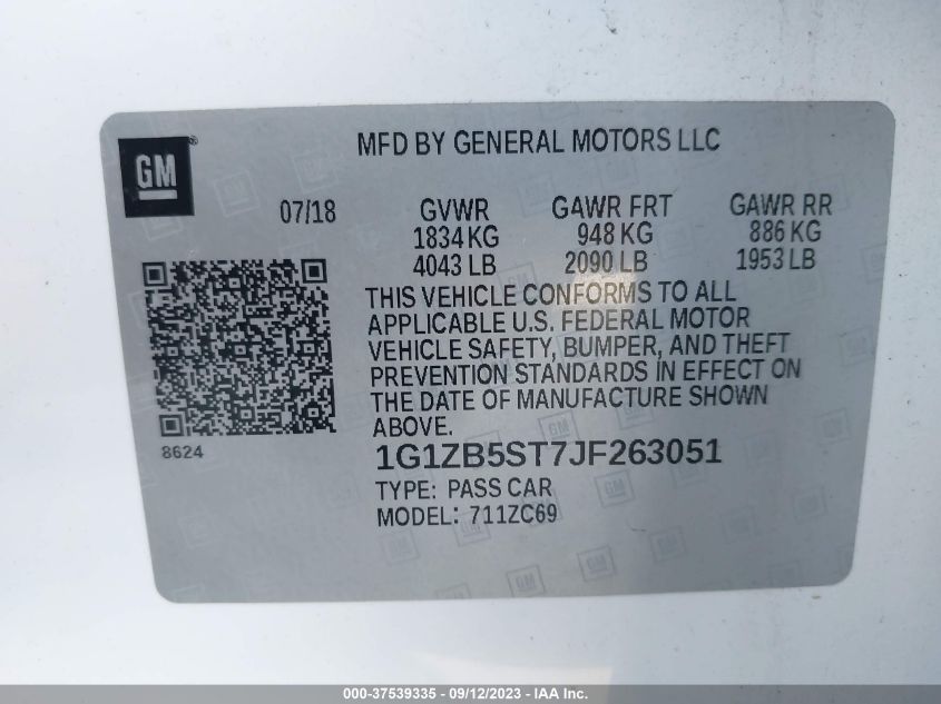 2018 CHEVROLET MALIBU LS - 1G1ZB5ST7JF263051