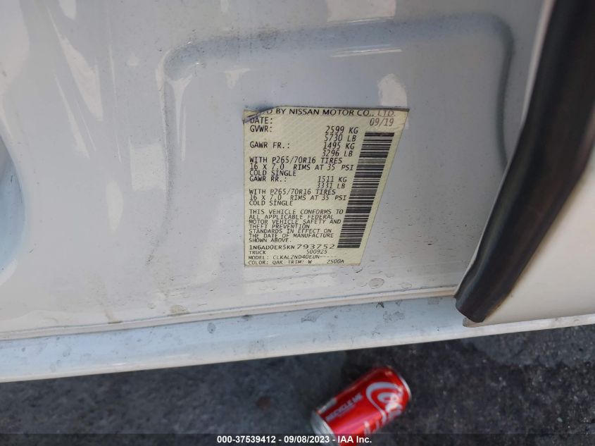 2019 NISSAN FRONTIER SV - 1N6AD0ER5KN793752