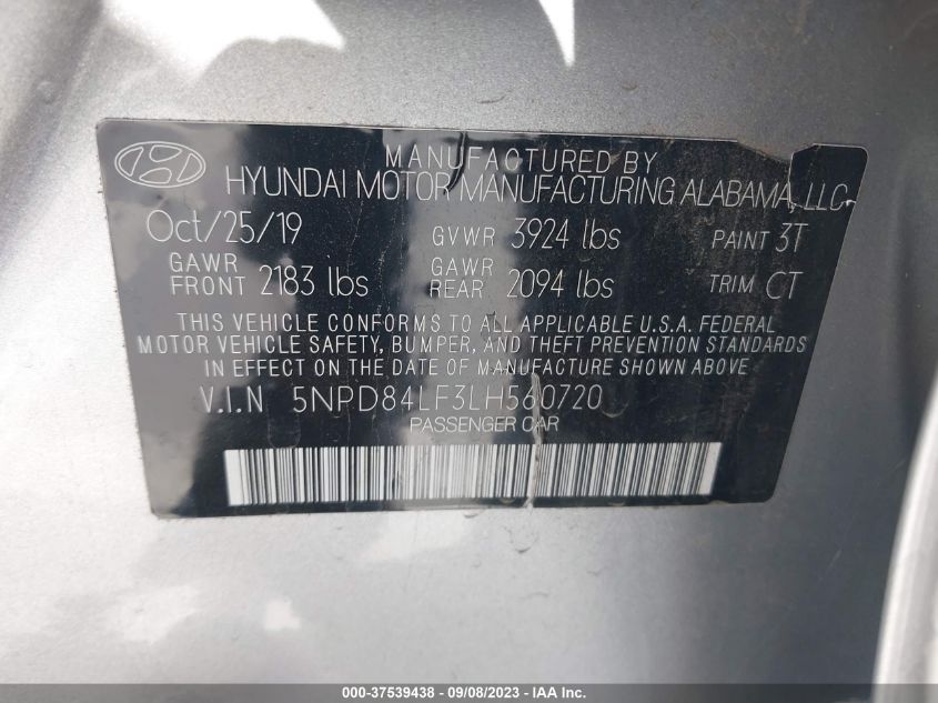 2020 HYUNDAI ELANTRA SEL - 5NPD84LF3LH560720