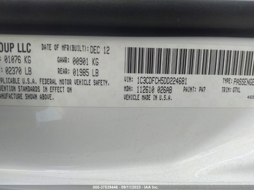 2013 DODGE DART LIMITED/R/T - 1C3CDFCH5DD224681