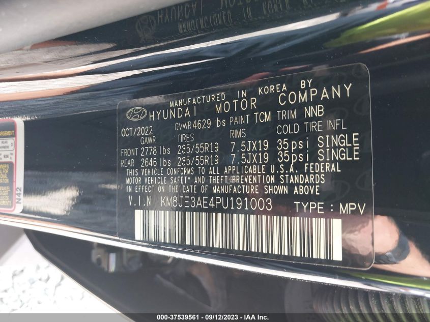 2023 HYUNDAI TUCSON LIMITED - KM8JE3AE4PU191003