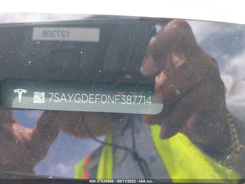 VIN 7SAYGDEF0NF387714 2022 TESLA MODEL Y PERFORMANCE