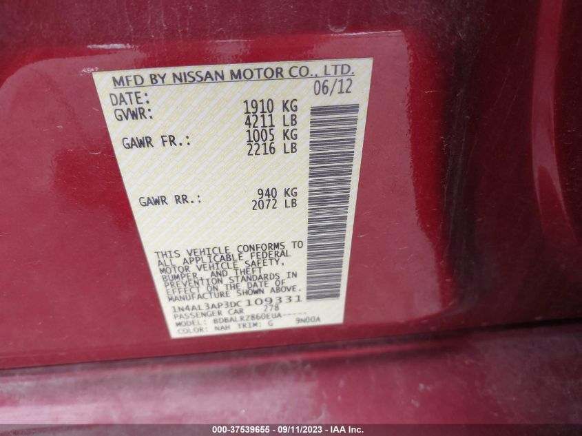 2013 NISSAN ALTIMA 2.5 S - 1N4AL3AP3DC109331