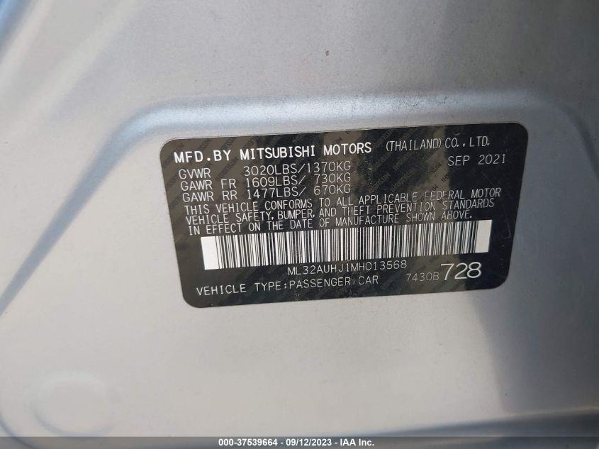 2021 MITSUBISHI MIRAGE ES/LE/CARBONITE EDITION - ML32AUHJ1MH013568