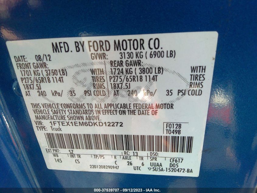 2013 FORD F-150 XL/STX/XLT - 1FTEX1EM6DKD12272