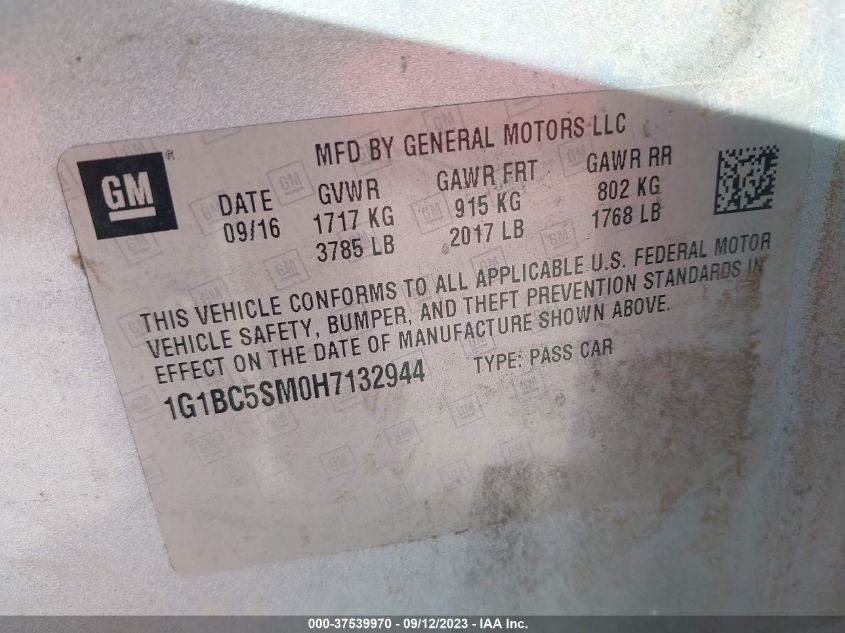 2017 CHEVROLET CRUZE LS - 1G1BC5SM0H7132944
