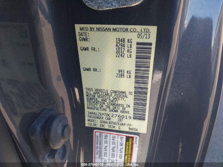 2013 NISSAN ALTIMA 2.5 S - 1N4AL2EP7DC276019