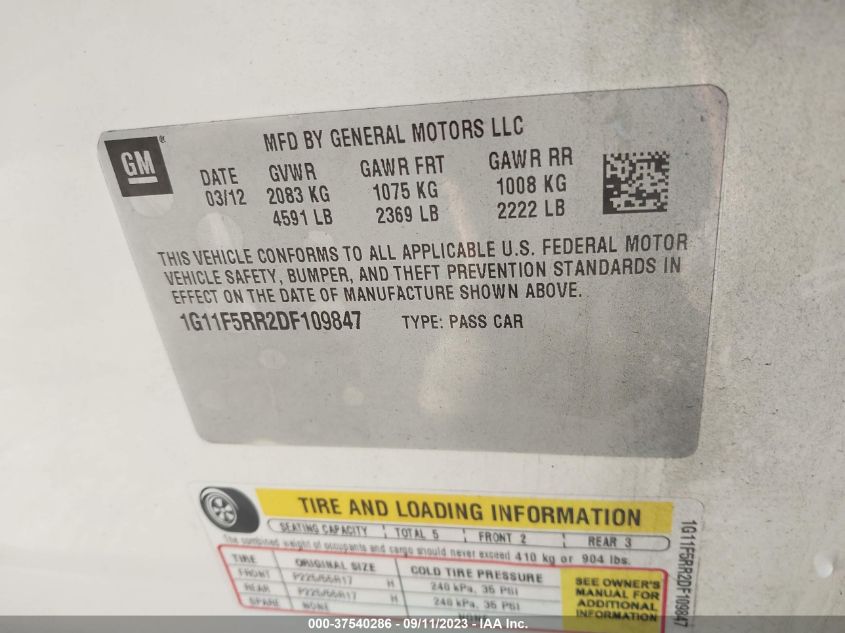 2013 CHEVROLET MALIBU ECO - 1G11F5RR2DF109847
