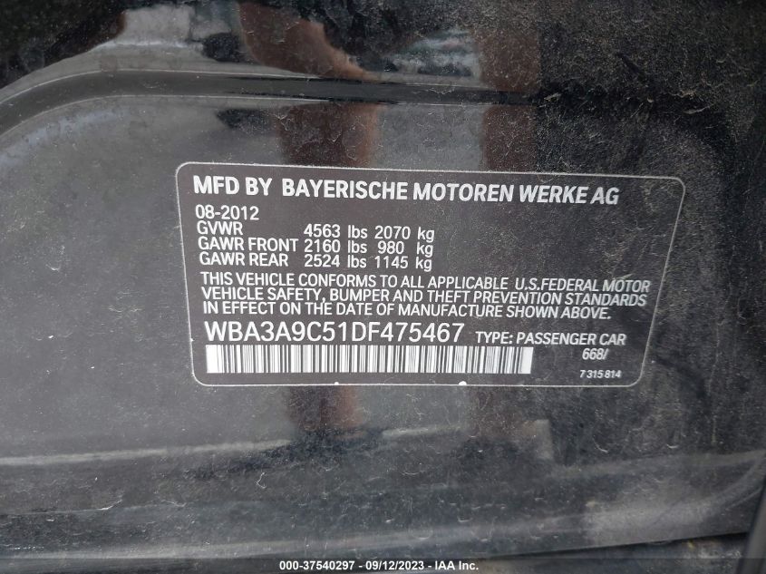 2013 BMW 335I - WBA3A9C51DF475467