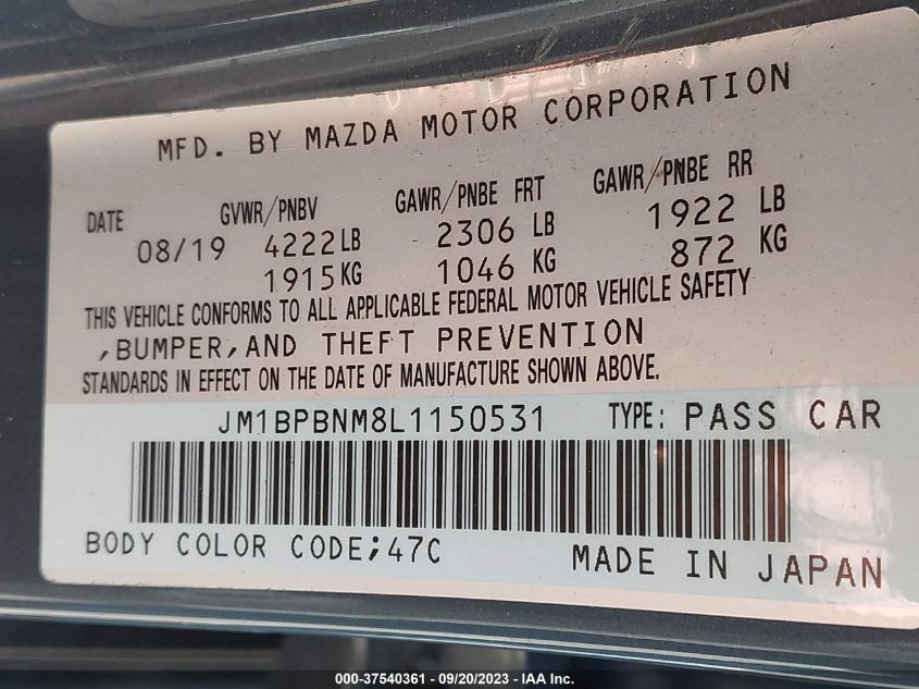 2020 MAZDA MAZDA3 HATCHBACK PREMIUM PACKAGE JM1BPBNM8L1150531