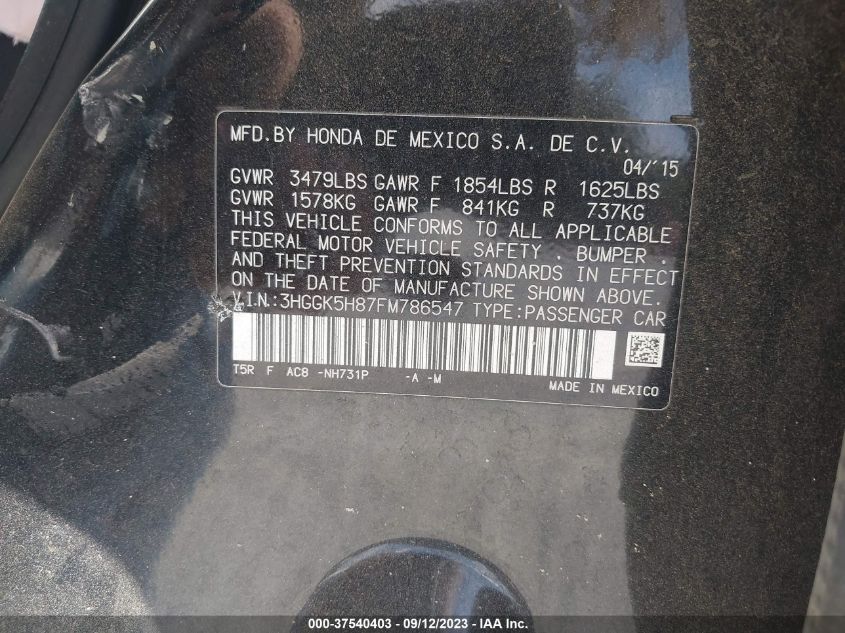 2015 HONDA FIT EX/EXL - 3HGGK5H87FM786547