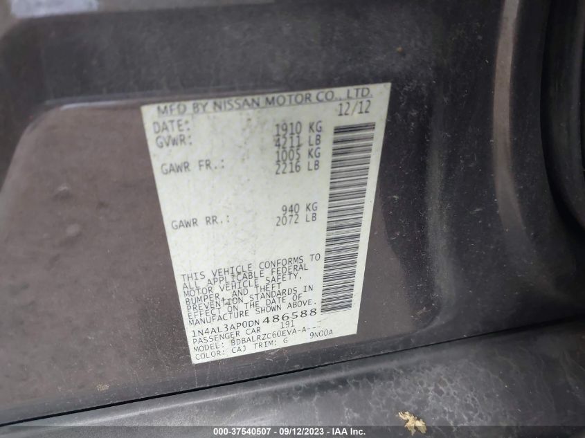 2013 NISSAN ALTIMA 2.5 S - 1N4AL3AP0DN486588