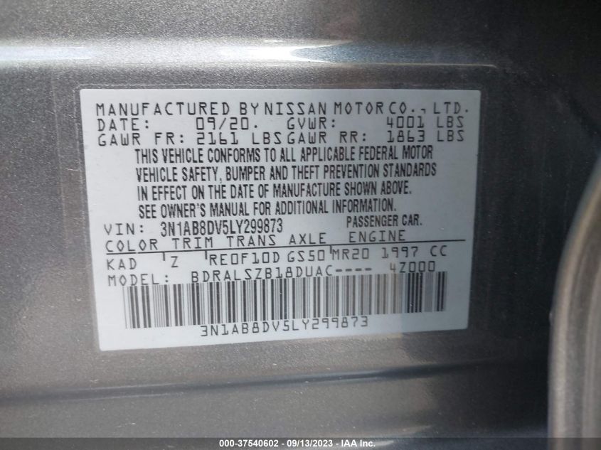 2020 NISSAN SENTRA SR - 3N1AB8DV5LY299873