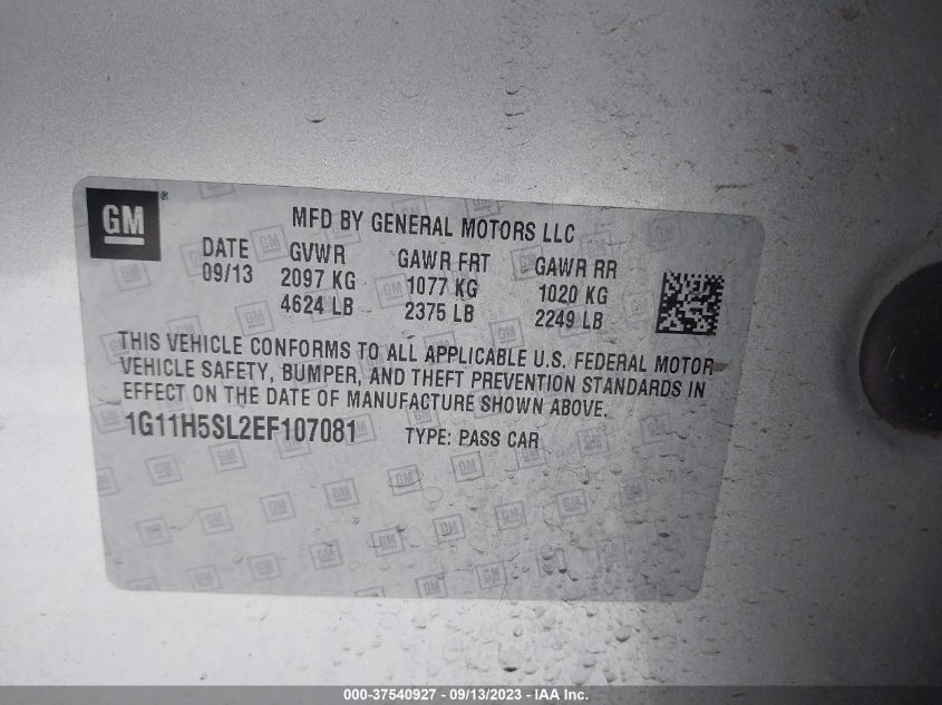2014 CHEVROLET MALIBU LTZ - 1G11H5SL2EF107081