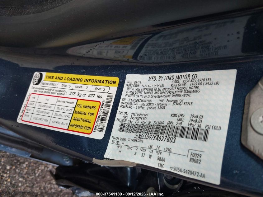 2019 LINCOLN MKZ RESERVE I - 3LN6L5D97KR627803