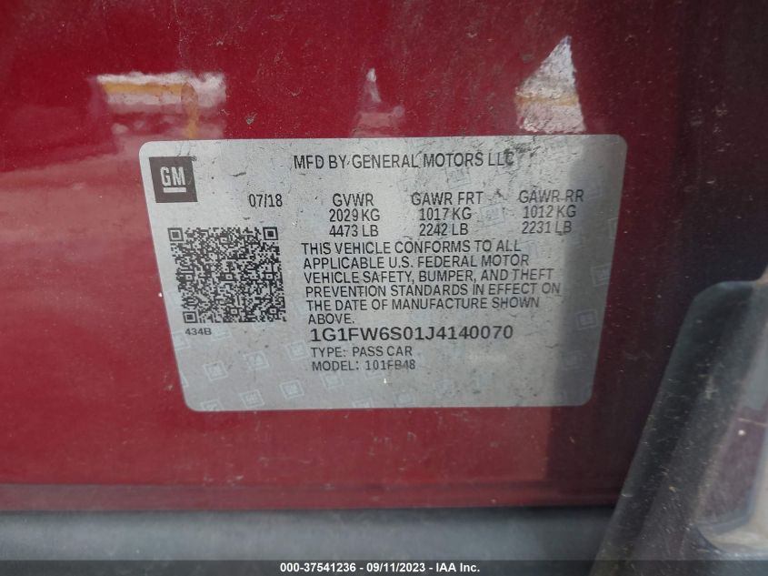 2018 CHEVROLET BOLT EV LT - 1G1FW6S01J4140070