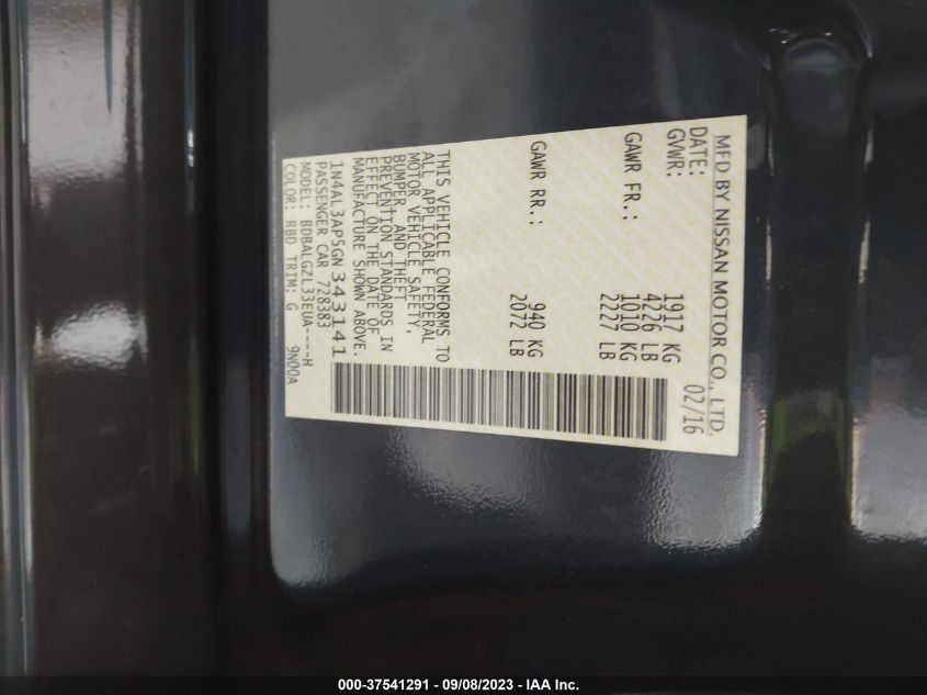 2016 NISSAN ALTIMA 2.5/S/SV/SL/SR - 1N4AL3AP5GN343141