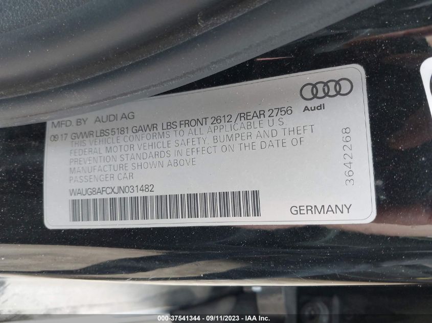 2018 AUDI A6 PREMIUM PLUS - WAUG8AFCXJN031482